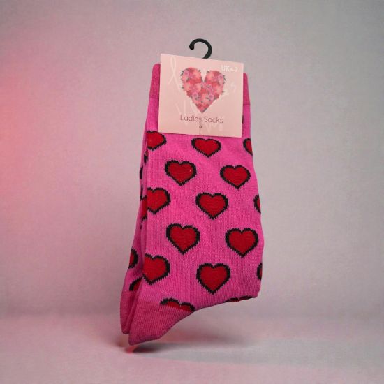 Picture of gift for her valentines day Heart Socks Ladies Socks UK 5-7 RED hearts