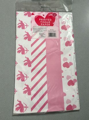 Picture of 12 sheets valentines day tissue paper cupid arrow pink and white designs New
