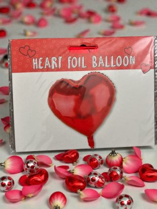 Picture of Heart Foil Balloon - Large 46cm x 50cm Red Valentines Day Occasion Party