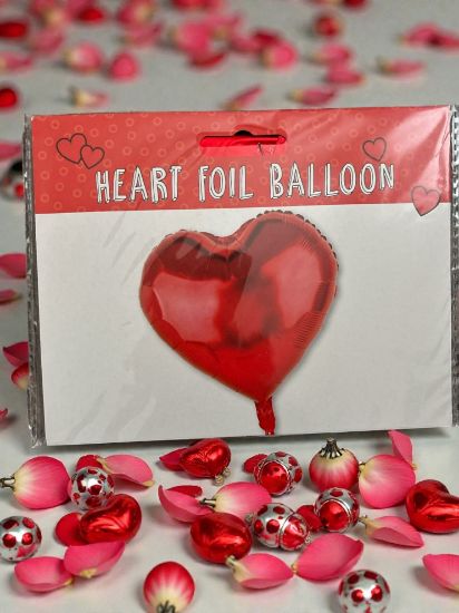 Picture of Heart Foil Balloon - Large 46cm x 50cm Red Valentines Day Occasion Party