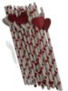Picture of Heart Print Paper Straws with heart  - 20 Pack Valentines day straws
