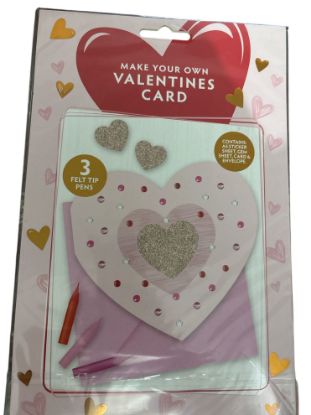 Picture of make your own valentines day card craft pink heart card with felt tips red at top pland
