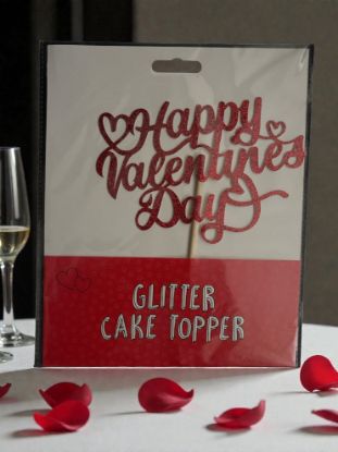 Picture of Cake Topper Happy Valentine's Day Glitter cake topper New
