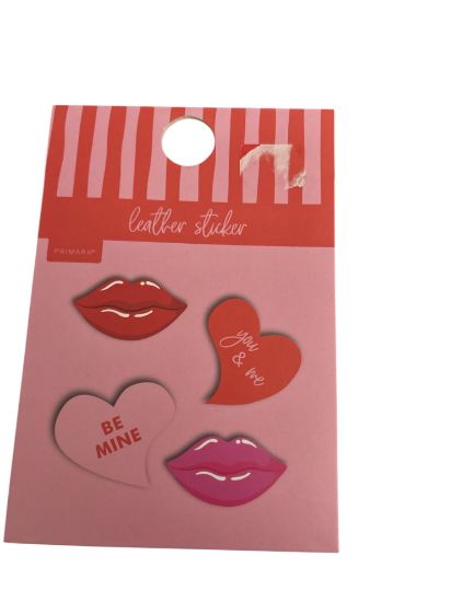 Picture of 4 x Valentines day stickers leather stickers Lips Be mine and you & Me NEW