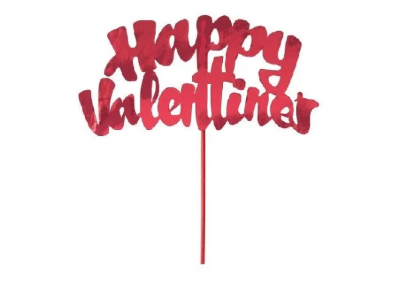 Picture of Unique Party Happy Valentines Foil Cake Decoration - Red