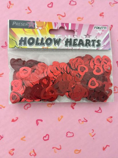 Picture of valentines day table confetti Red Hollow Hearts Table Confetti - 14 grams