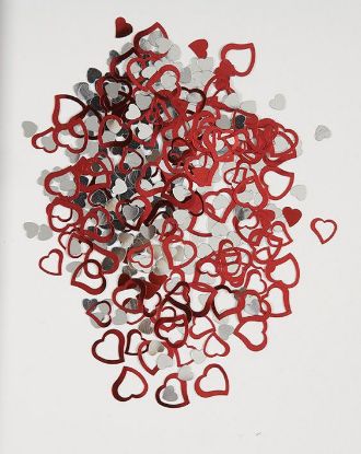 Picture of Red  hearts & hollow hearts  Table Confetti - 14 Grams valentines day table decs