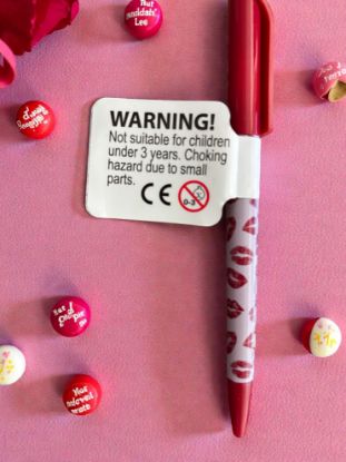 Picture of mwah lips pen valentines pen novelty pen red and white lips