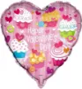 Picture of Pink Heart Happy Valentines Day Foil Balloon cupcake design New