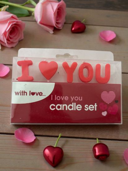 Picture of Valentines day CANDLES  I 💗 LOVE YOU Candles with Love Heart Cake Topper  New