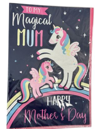 Picture of unicorn poppet mothers day card New A4 Large