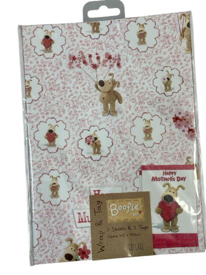 Picture of Boofle Mothers Day Gift Wrap Set Happy Mothers Day Gift Wrap 2 Sheets 2 Tags happy mums day
