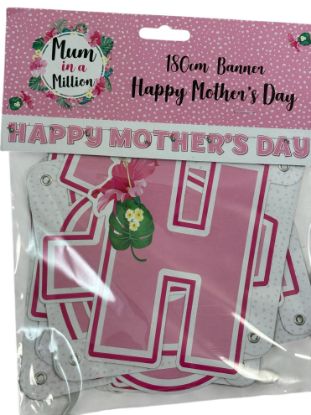 Picture of HAPPY MOTHER’S DAY Banner bunting Wall Hanging Decoration 180cm Pink and White