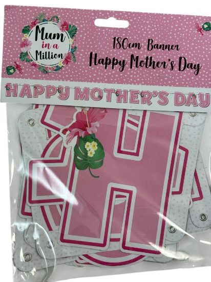 Picture of HAPPY MOTHER’S DAY Banner bunting Wall Hanging Decoration 180cm Pink and White