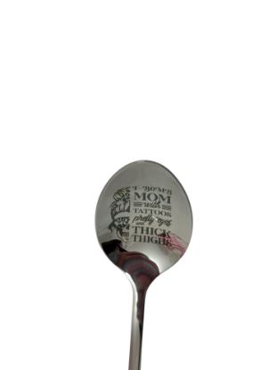 Picture of Mum Stainless Steel Engraved Spoon , Mothers Day gift mum tattoos, pretty eyes,