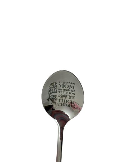 Picture of Mum Stainless Steel Engraved Spoon , Mothers Day gift mum tattoos, pretty eyes,
