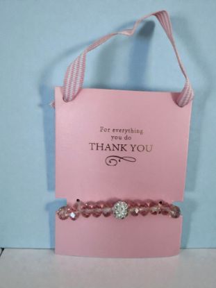 Picture of thank you mothers day bracelet on pink white stripy ribbon