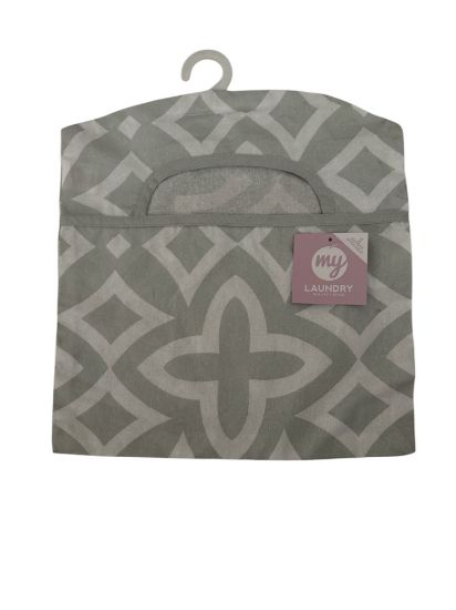 Picture of grey and white peg bag geometric design