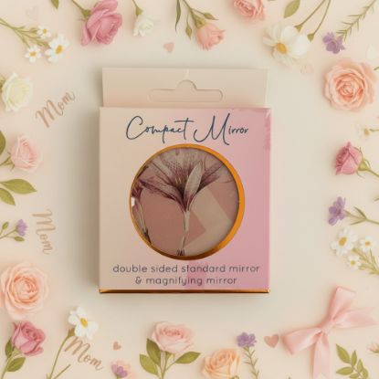 Picture of pretty floral Compact mirror Gift NEW standard & magnifying mirror Mothers day gift Boxed