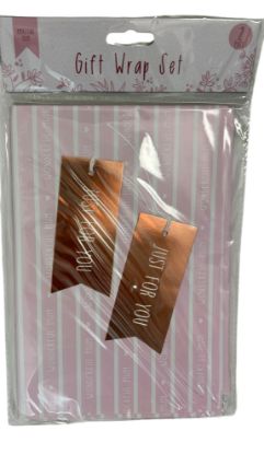 Picture of mothers day gift wrap wonderful mum pink stripes  just for you gift tags