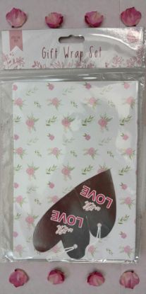 Picture of mothers day gift wrap wonderful mum pink stripes  just for you gift tags