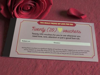 Picture of Novelty valentines day vouchers booklet gift - 20 perforated vouchers NEW