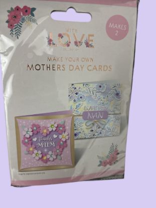 Picture of Make Your Own Mothers Day Card Craft Set - 1 For Mum and 1 for  Nan -  pink and blue