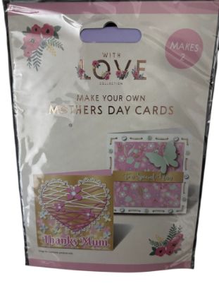 Picture of make your own mothers day cards x 2 Thanks mum  pink heart / to a special nan butterfly
