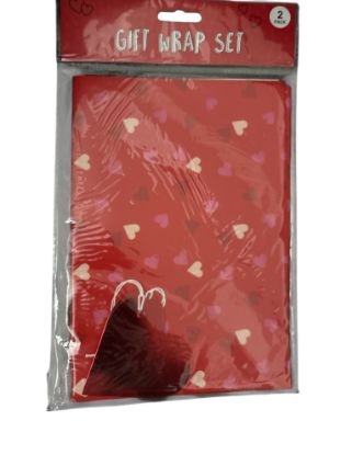 Picture of Red with    hearts Valentine's Gift Wrapping Paper 2 Sheets with 2 tags