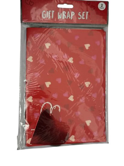 Picture of Red with    hearts Valentine's Gift Wrapping Paper 2 Sheets with 2 tags