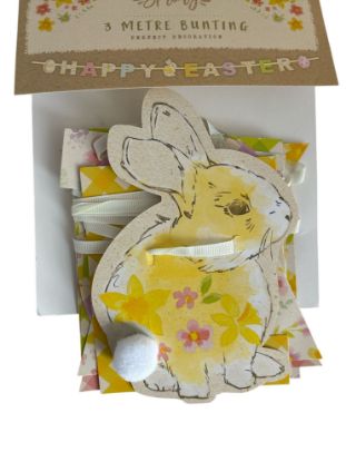 Picture of Rustic Bunny Easter Bunting Card 3 metres New pom pom details Happy Easter