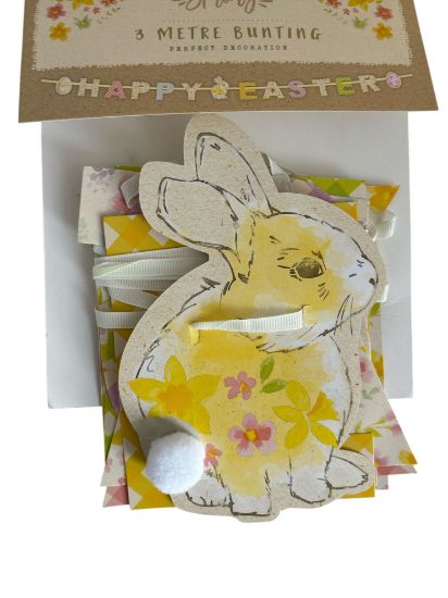 Picture of Rustic Bunny Easter Bunting Card 3 metres New pom pom details Happy Easter