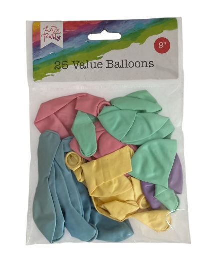Picture of 25 x 9" (23cm) Rainbow Pastel mothers day Balloons ~ Natural Latex New