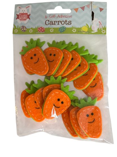 Picture of 16 x Easter Carrot Stickers - Self Adhesive Carrots approx 2.5 x 4.5 cm