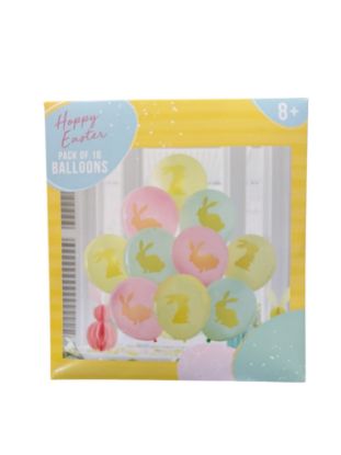 Picture of 10 x pastel easter bunny balloons Easter Balloons NEW blue yellow pink with easter bunny design