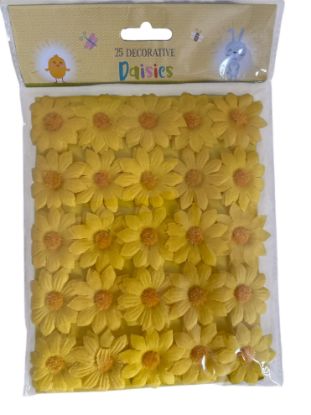 Picture of 25 x yellow  decorative daisies with yellow middles daisy easter craft easter daisies