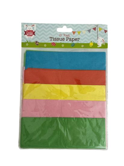 Picture of 10 X Sheets Tissue paper blue green orange yellow pink New