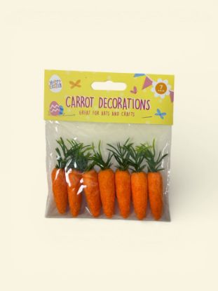Picture of 7 x Easter Bonnet Carrot Decorations 7 x Foam carrots Easter Craft New