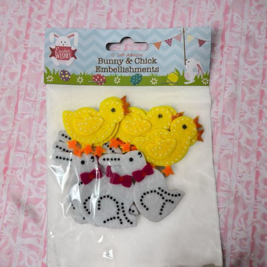 Picture of 12 x easter bunny and chick embellishments easter bonnet decorations