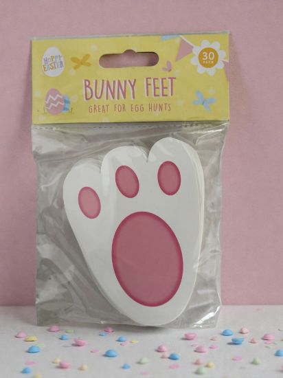 Picture of 30 x  Easter Bunny Feet Footprints New white and pink