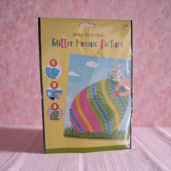 Picture of Easter Glittered Foam Mosaic Art Picture Easter Egg Design NEW Easter Mosaic  yellow packet