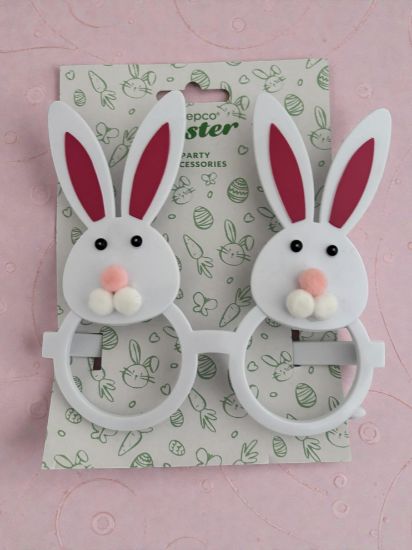 Picture of white easter bunny glasses easter bunny shaped glasses