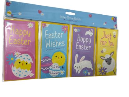Picture of 4 x easter money wallets kids with yellow envelopes