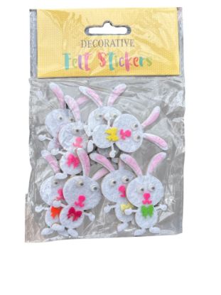 Picture of 8 x Self-adhesive Decorative FELT Easter Bunnys Easter Bonnet Bunny Craft NEW white