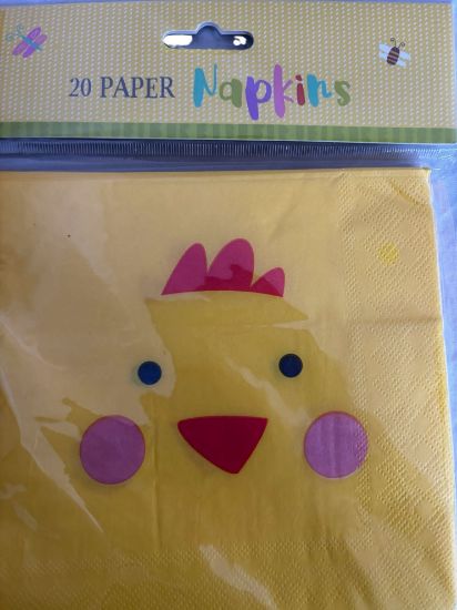 Picture of 20 x Paper Napkins/ EASTER CHICKS Yellow NEW