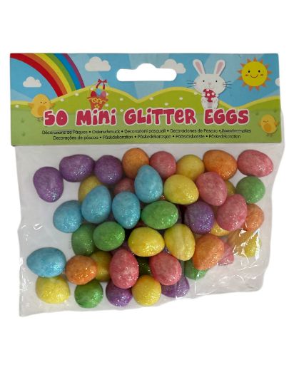 Picture of 50 x mini glitter easter eggs assorted colours glitter eggs