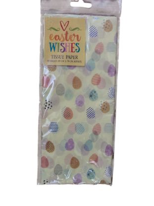 Picture of 10 sheets easter eggs tissue paper yellow with easter eggs easter tissue paper