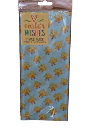 Picture of 10 sheets easter chicks tissue paper blue with chicks design easter tissue paper