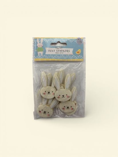 Picture of 8 x Easter bunny bonnet decorations White bunny heads New Felt Bunnies