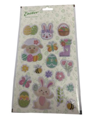 Picture of 18 x Foil Easter Stickers Chicks Flowers Eggs Bunnies Kid craft new